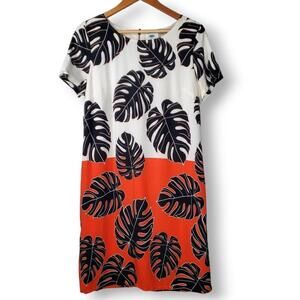 Old Navy Tropical Colorblock Short Sleeve Shift Dress White Orange Size Medium